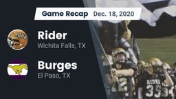 Recap: Rider  vs. Burges  2020