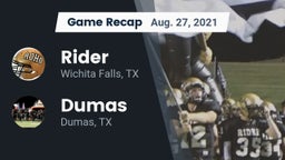 Recap: Rider  vs. Dumas  2021