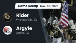 Recap: Rider  vs. Argyle  2022