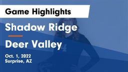 Shadow Ridge  vs Deer Valley Game Highlights - Oct. 1, 2022