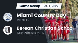 Recap: Miami Country Day  vs. Berean Christian School 2022