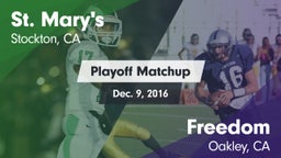Matchup: St. Mary's High vs. Freedom  2016