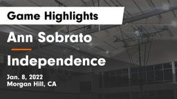 Ann Sobrato  vs Independence  Game Highlights - Jan. 8, 2022