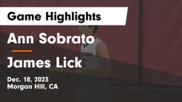 Ann Sobrato  vs James Lick  Game Highlights - Dec. 18, 2023