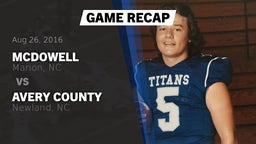 Recap: McDowell  vs. Avery County  2016