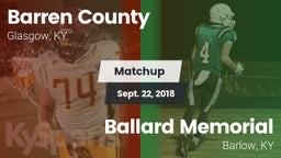 Matchup: Barren County vs. Ballard Memorial  2018