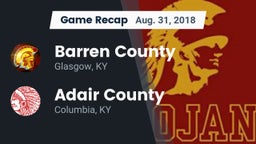 Recap: Barren County  vs. Adair County  2018