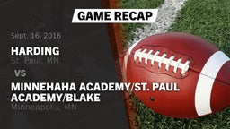 Recap: Harding  vs. Minnehaha Academy/St. Paul Academy/Blake  2016