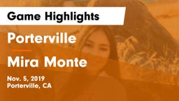 Porterville  vs Mira Monte  Game Highlights - Nov. 5, 2019