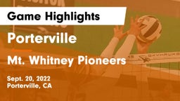 Porterville  vs Mt. Whitney  Pioneers Game Highlights - Sept. 20, 2022