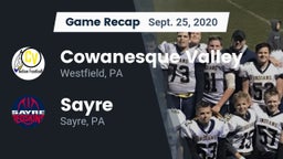 Recap: Cowanesque Valley  vs. Sayre  2020