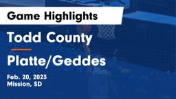 Todd County  vs Platte/Geddes  Game Highlights - Feb. 20, 2023