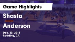 Shasta  vs Anderson  Game Highlights - Dec. 20, 2018