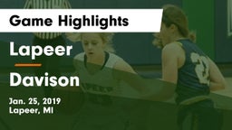Lapeer   vs Davison Game Highlights - Jan. 25, 2019