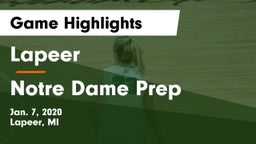 Lapeer   vs Notre Dame Prep  Game Highlights - Jan. 7, 2020