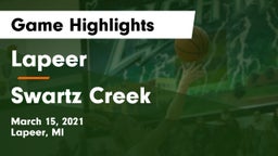 Lapeer   vs Swartz Creek  Game Highlights - March 15, 2021
