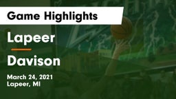 Lapeer   vs Davison Game Highlights - March 24, 2021