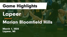 Lapeer   vs Marian Bloomfield Hills Game Highlights - March 1, 2024
