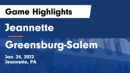 Jeannette  vs Greensburg-Salem  Game Highlights - Jan. 24, 2022