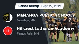 Recap: MENAHGA PUBLIC SCHOOLS vs. Hillcrest Lutheran Academy 2019