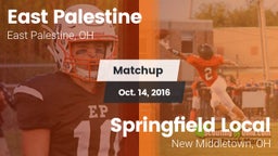 Matchup: East Palestine vs. Springfield Local  2016