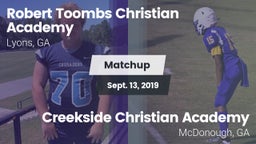 Matchup: Robert Toombs  vs. Creekside Christian Academy 2019