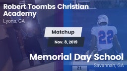 Matchup: Robert Toombs  vs. Memorial Day School 2019
