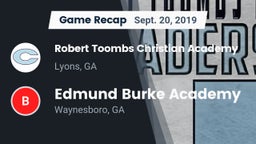 Recap: Robert Toombs Christian Academy  vs. Edmund Burke Academy  2019