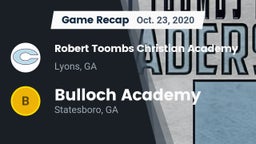 Recap: Robert Toombs Christian Academy  vs. Bulloch Academy 2020