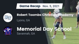 Recap: Robert Toombs Christian Academy  vs. Memorial Day School 2021