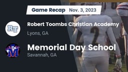 Recap: Robert Toombs Christian Academy  vs. Memorial Day School 2023