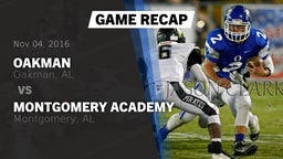 Recap: Oakman  vs. Montgomery Academy  2016