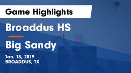 Broaddus HS vs Big Sandy  Game Highlights - Jan. 18, 2019