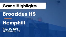 Broaddus HS vs Hemphill  Game Highlights - Nov. 24, 2020