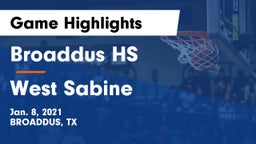 Broaddus HS vs West Sabine  Game Highlights - Jan. 8, 2021