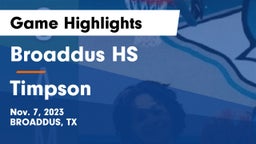 Broaddus HS vs Timpson  Game Highlights - Nov. 7, 2023