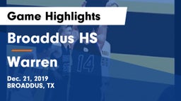 Broaddus HS vs Warren  Game Highlights - Dec. 21, 2019