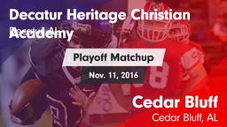 Matchup: Decatur Heritage Chr vs. Cedar Bluff  2016