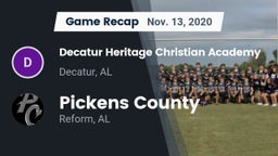 Recap: Decatur Heritage Christian Academy  vs. Pickens County  2020