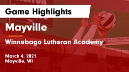 Mayville  vs Winnebago Lutheran Academy  Game Highlights - March 4, 2021