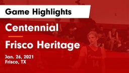 Centennial  vs Frisco Heritage  Game Highlights - Jan. 26, 2021