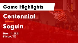 Centennial  vs Seguin  Game Highlights - Nov. 1, 2021