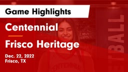 Centennial  vs Frisco Heritage  Game Highlights - Dec. 22, 2022