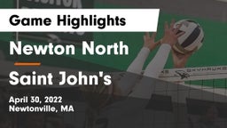 Newton North  vs Saint John's  Game Highlights - April 30, 2022