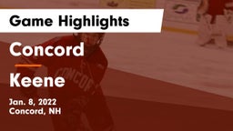 Concord  vs Keene  Game Highlights - Jan. 8, 2022