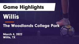 Willis  vs The Woodlands College Park  Game Highlights - March 4, 2022