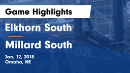 Elkhorn South  vs Millard South  Game Highlights - Jan. 12, 2018