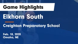 Elkhorn South  vs Creighton Preparatory School Game Highlights - Feb. 18, 2020