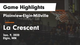 Plainview-Elgin-Millville  vs La Crescent  Game Highlights - Jan. 9, 2020