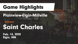 Plainview-Elgin-Millville  vs Saint Charles  Game Highlights - Feb. 14, 2020